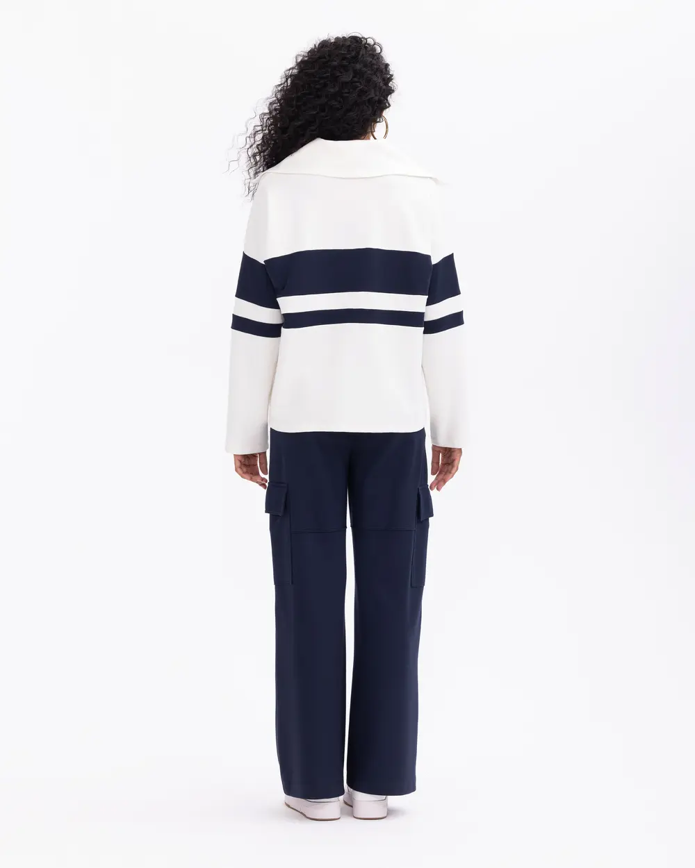 Zippered Stripped Sweatshirt